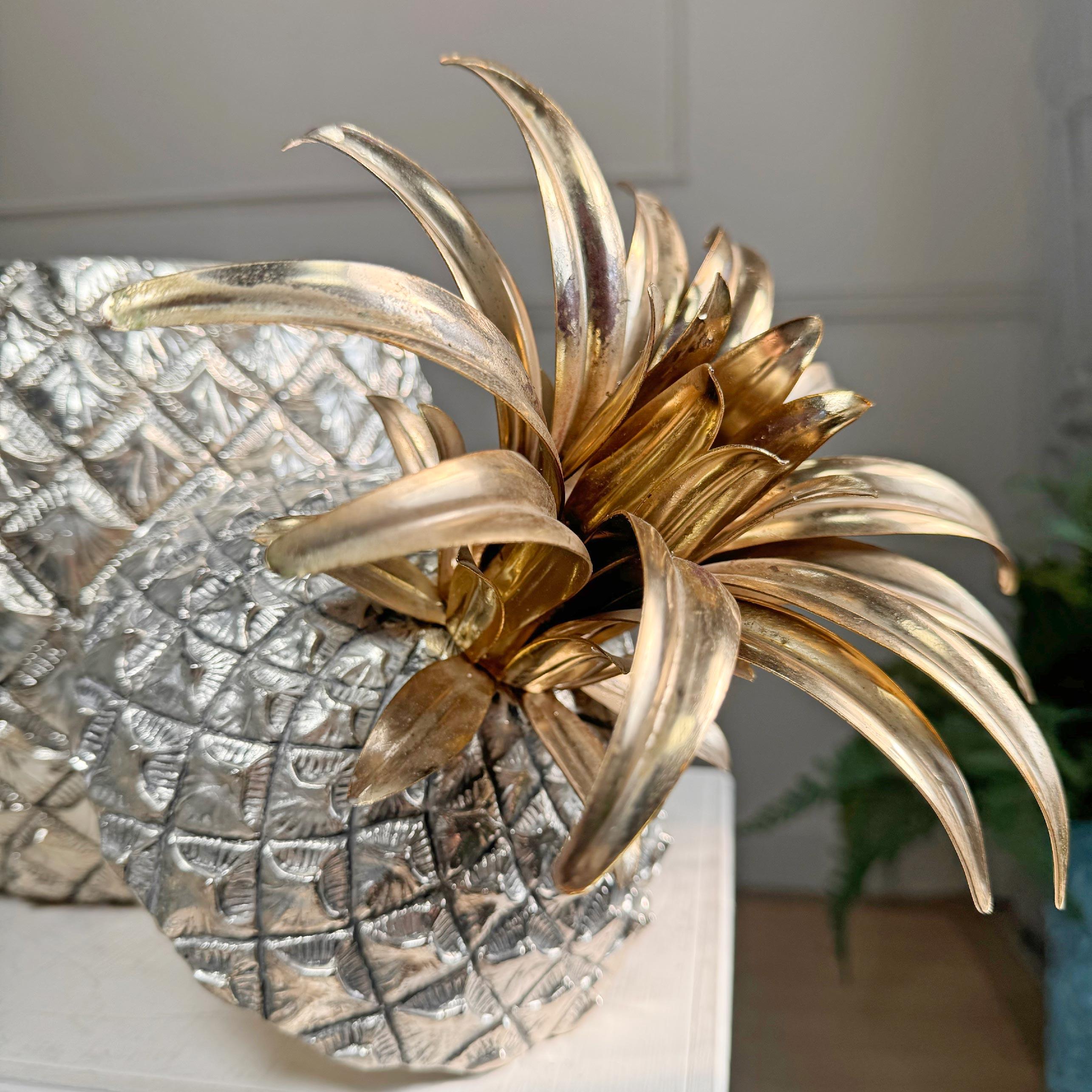 Enorme Mauro Manetti-Champagnerkübel aus Silber und vergoldeter Ananas (Moderne der Mitte des Jahrhunderts) im Angebot
