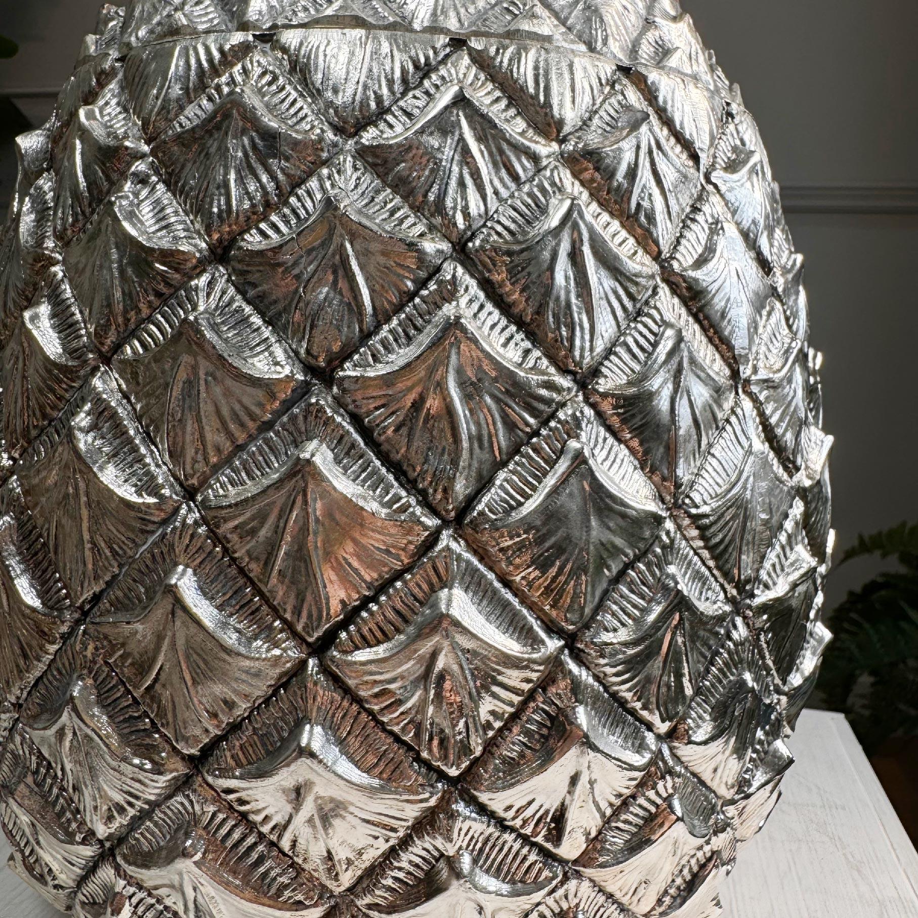 Enorme Mauro Manetti-Champagnerkübel aus Silber und vergoldeter Ananas (Ende des 20. Jahrhunderts) im Angebot