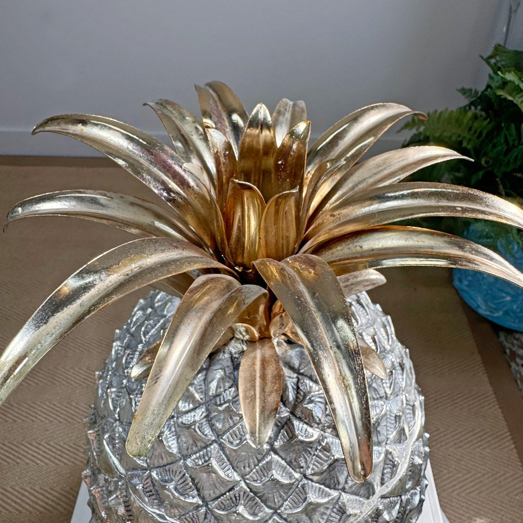 Enorme Mauro Manetti-Champagnerkübel aus Silber und vergoldeter Ananas (Versilberung) im Angebot