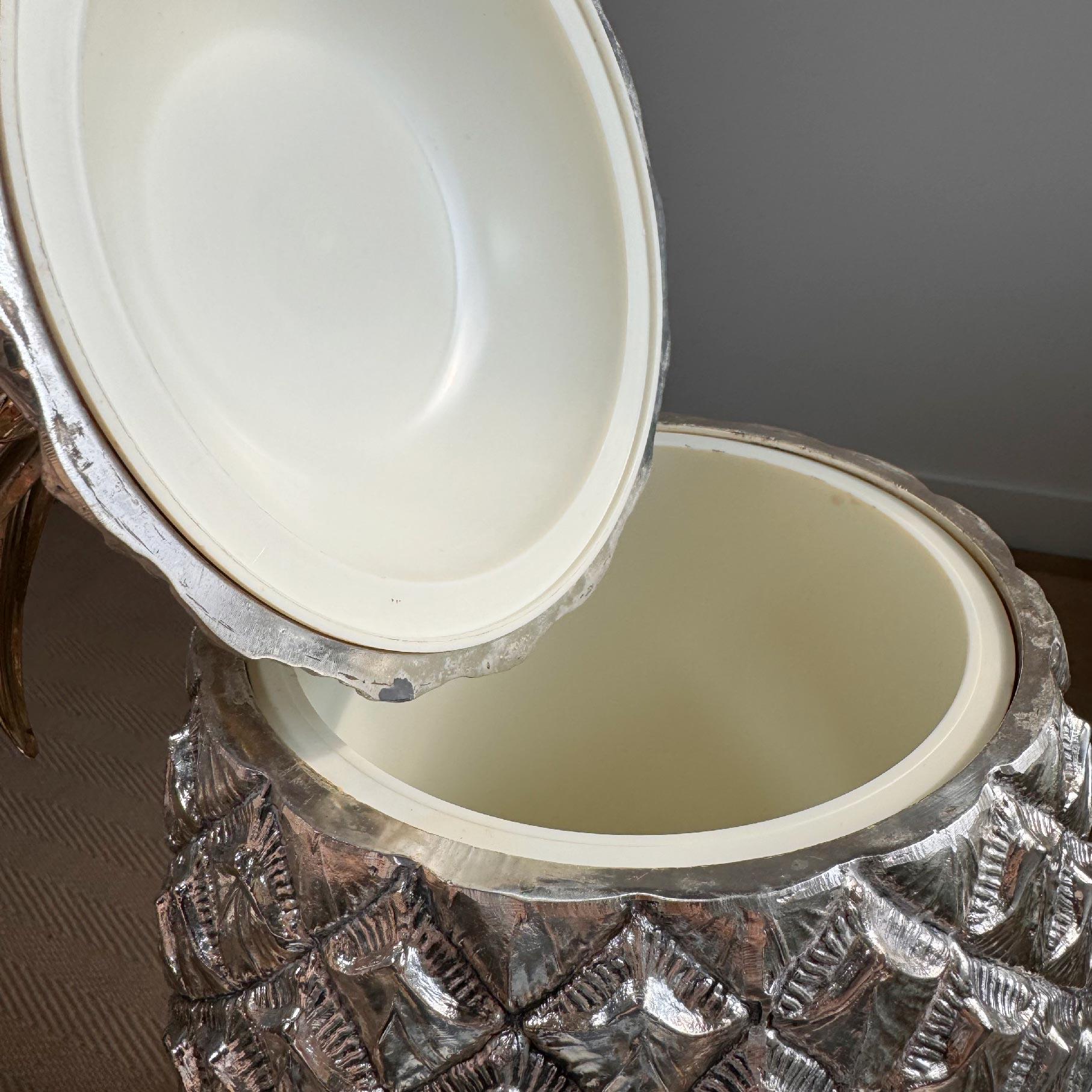 Silver Plate Enormous Mauro Manetti Silver and Gilt Pineapple Champagne Bucket For Sale