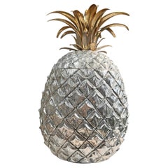 Enorme secchiello da champagne con ananas in argento e dorato di Mauro Manetti