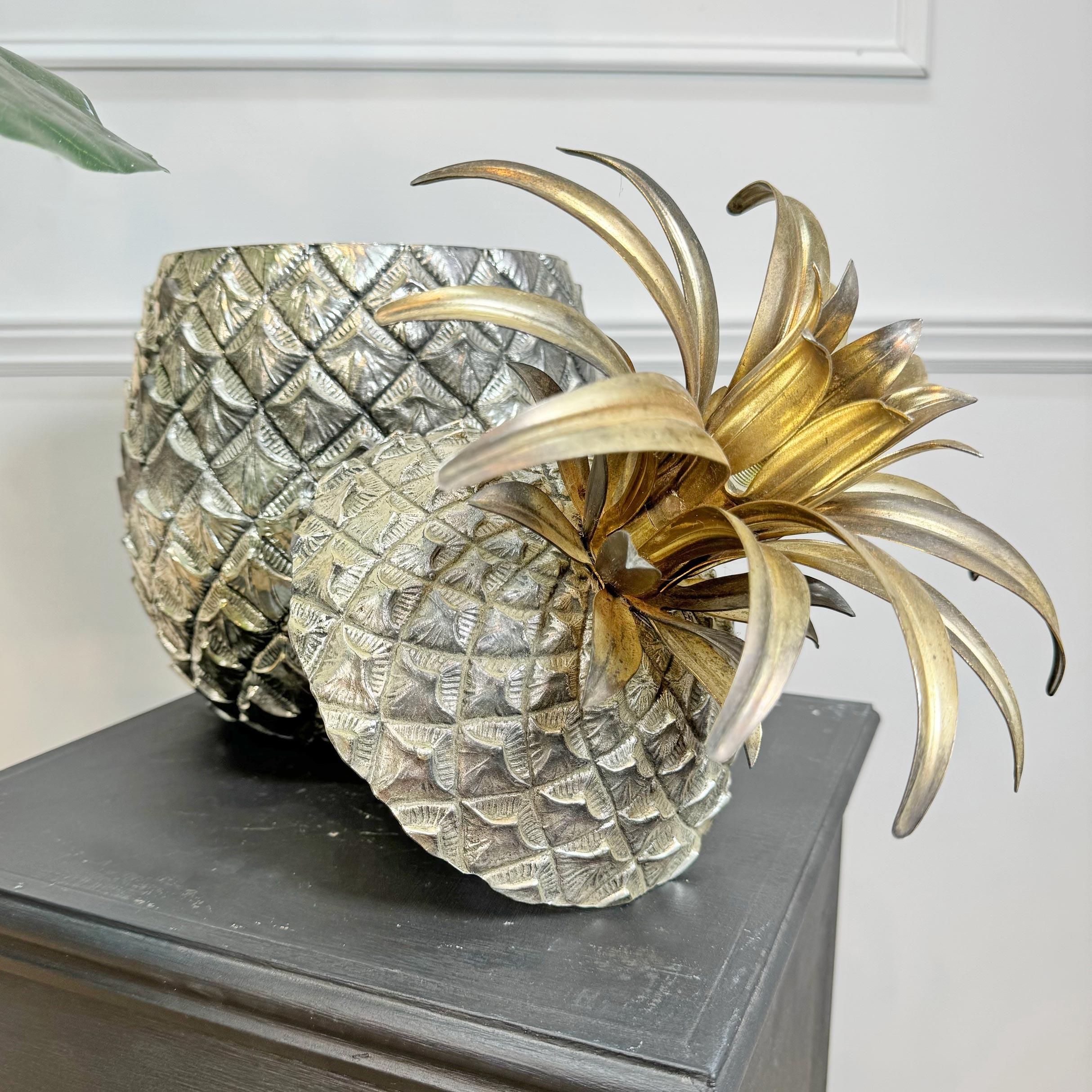 Mid-Century Modern Enormous Mauro Manetti Silver and Gilt Pineapple Champagne Bucket For Sale