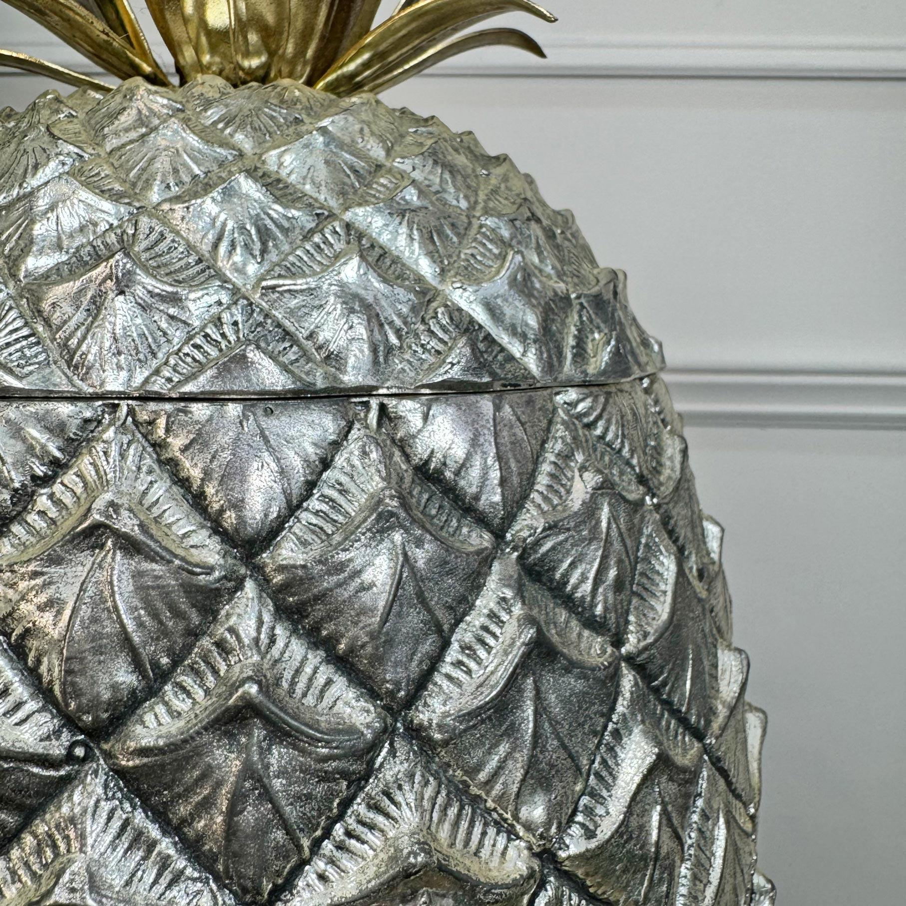 Enormous Mauro Manetti Silver and Gilt Pineapple Champagne Bucket In Good Condition For Sale In Hastings, GB