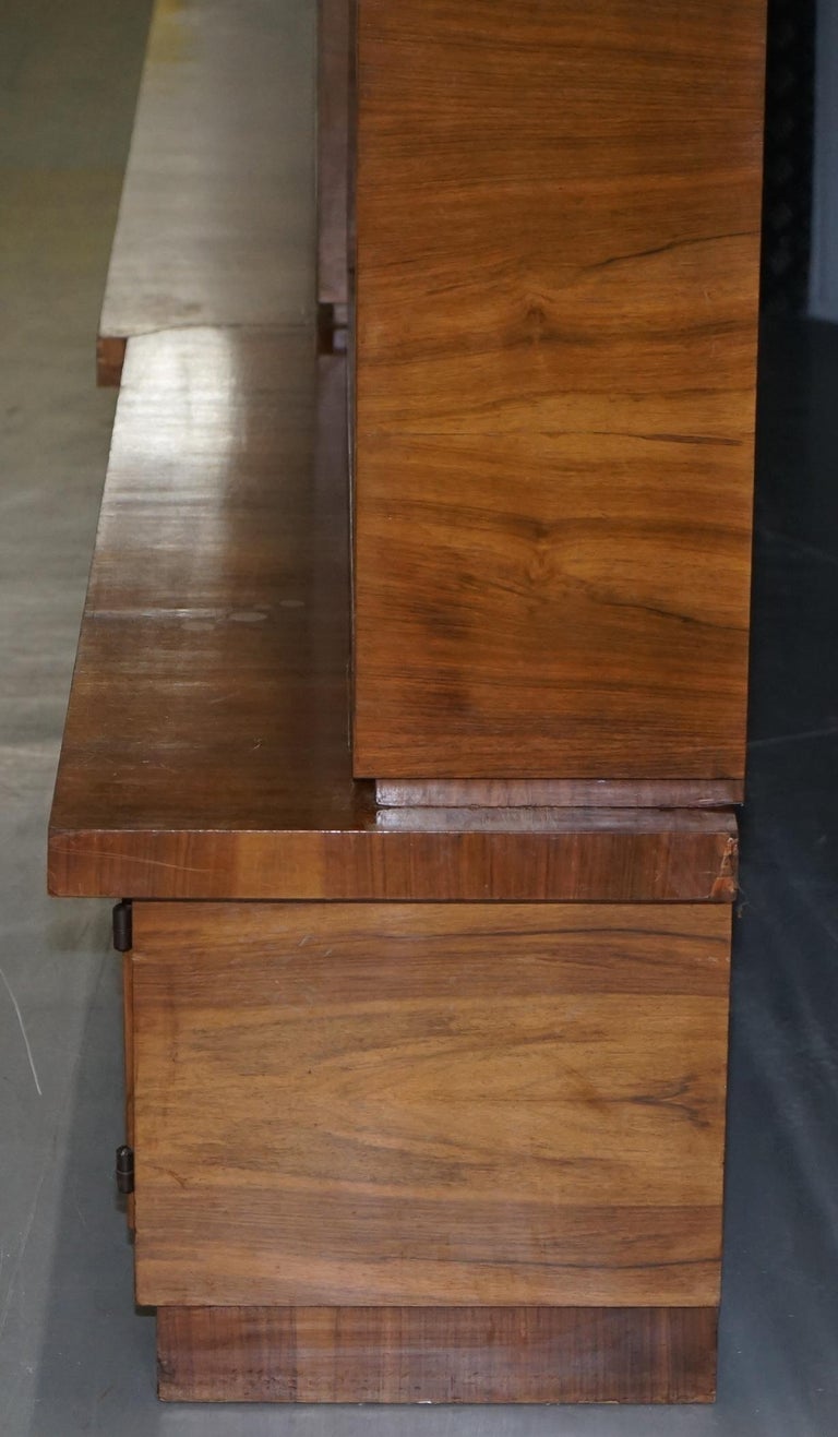 Enormous MidCentury Modern Walnut Bookcase with Drawers and Cupboards