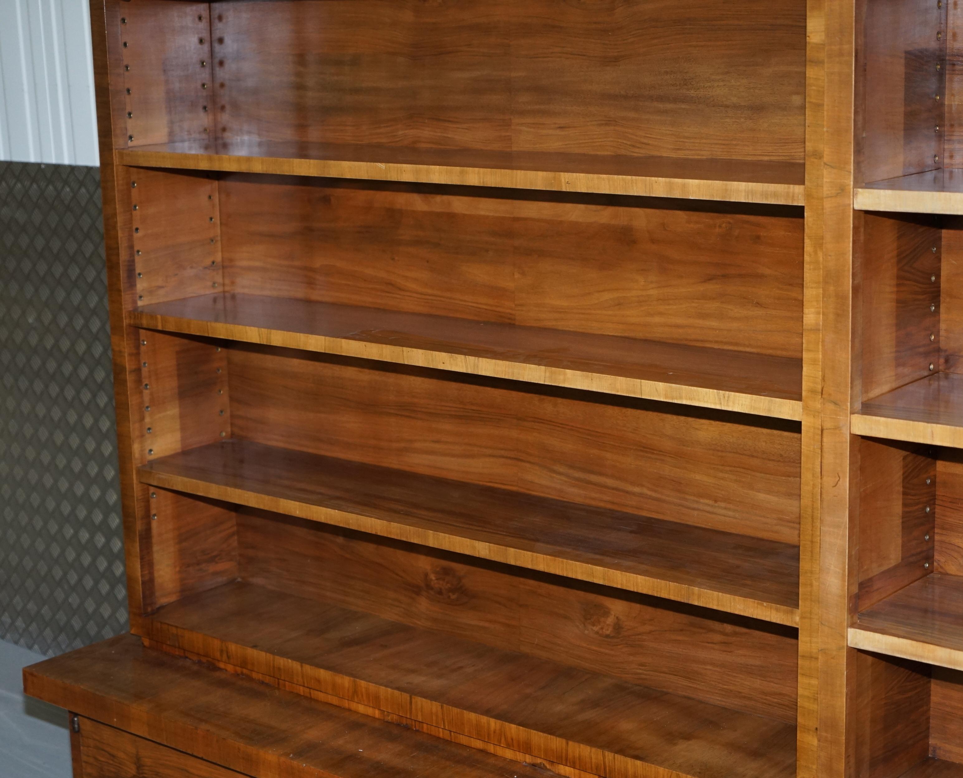 Enormous Mid-Century Modern Walnut Bookcase with Drawers and Cupboards 7