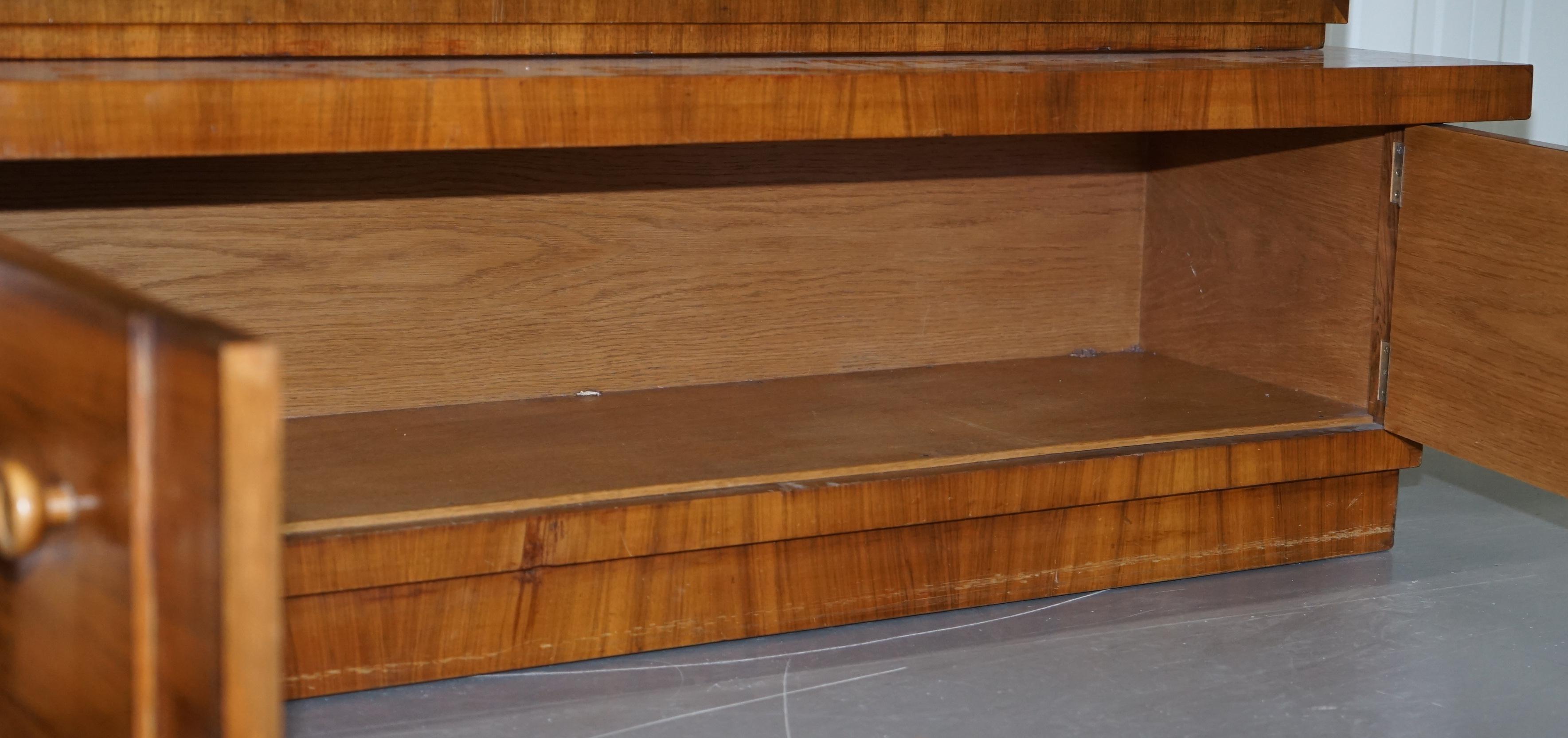 Enormous Mid-Century Modern Walnut Bookcase with Drawers and Cupboards 11