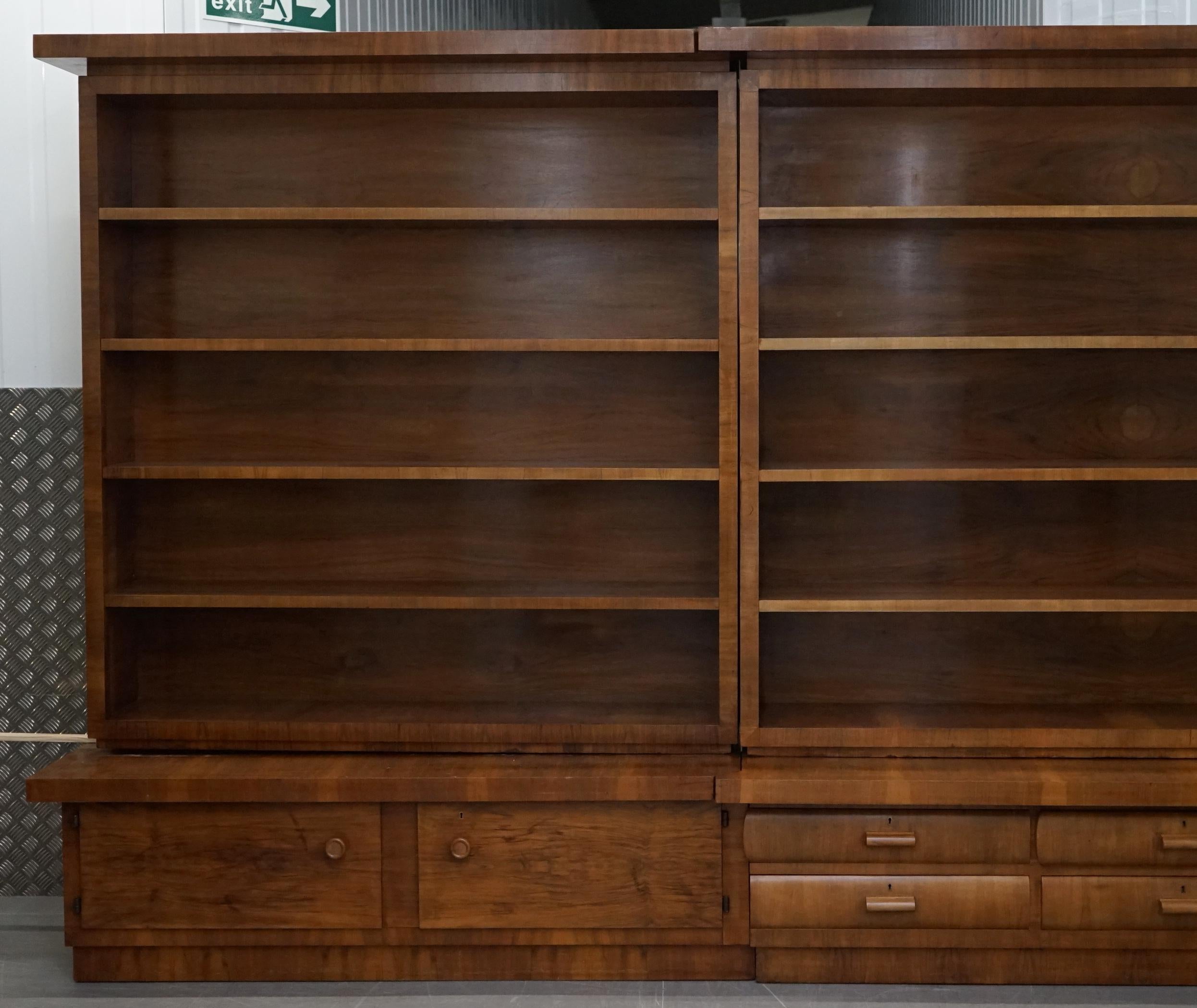 walnut bookcase with drawers