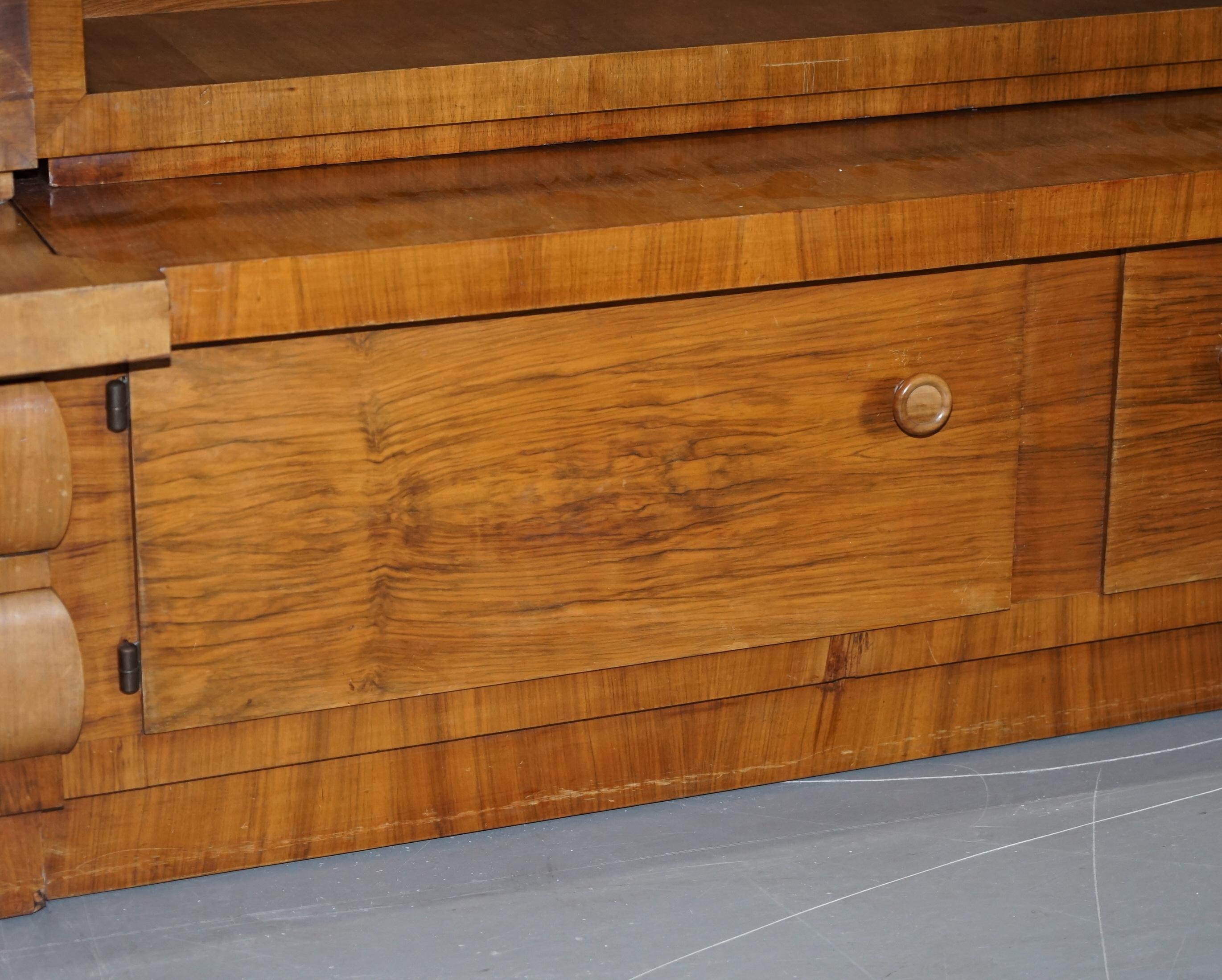 Enormous Mid-Century Modern Walnut Bookcase with Drawers and Cupboards 1