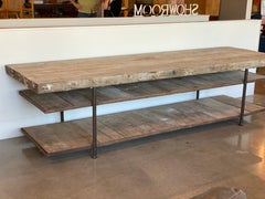 Enormous Oak and Steel Work, Console, or Display Table, Burgundy, France