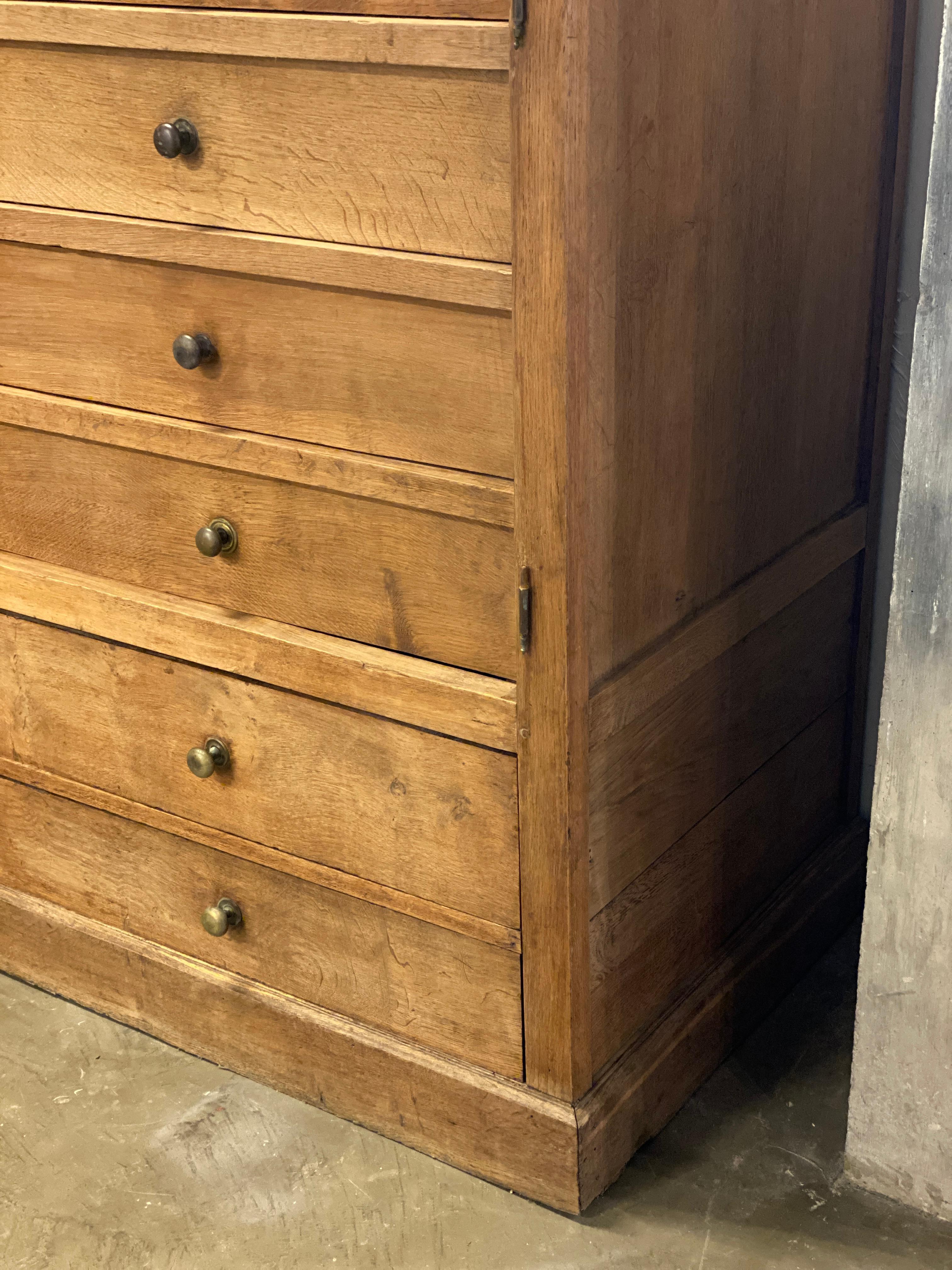 Industrial Enormous Oak Chest of Drawers/Cabinet, France, 1920's