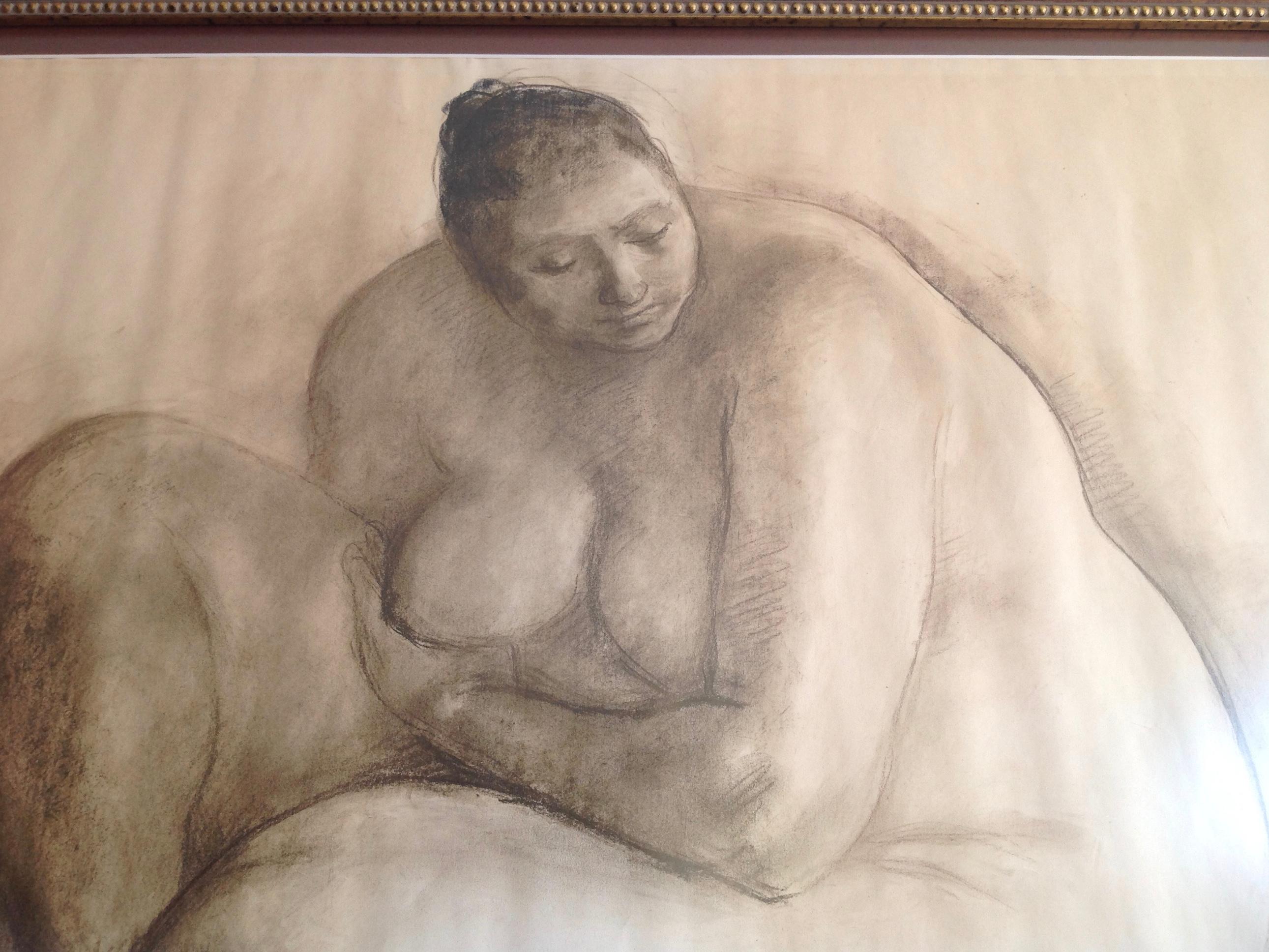 Glass Enormous Original Drawing by Francisco Zuniga For Sale