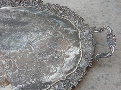 Enormes verziertes Bar-Tablett aus Silberblech von 1955