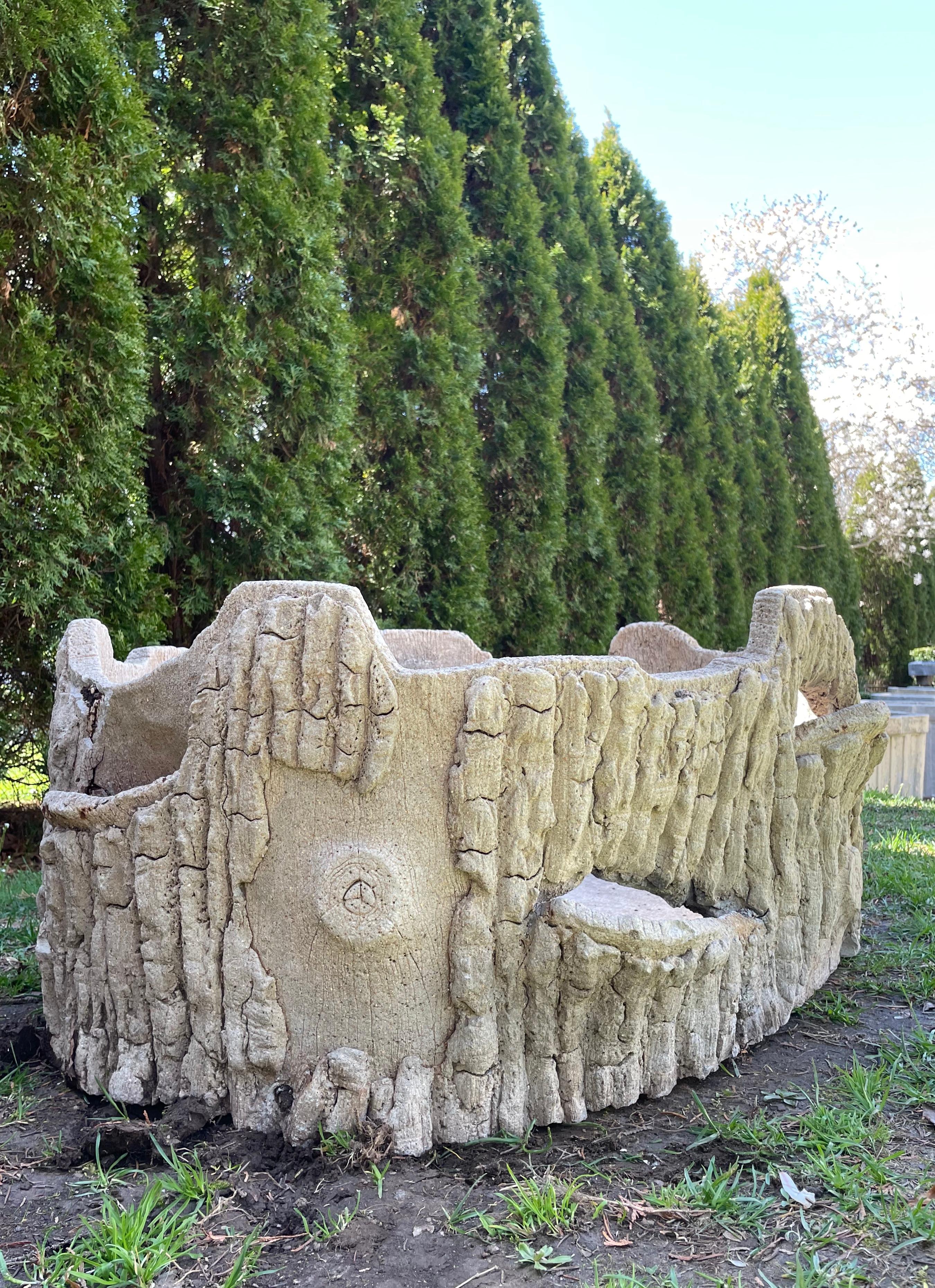 Enormous Oval French Faux Bois Planter/Fountain In Good Condition In Woodbury, CT