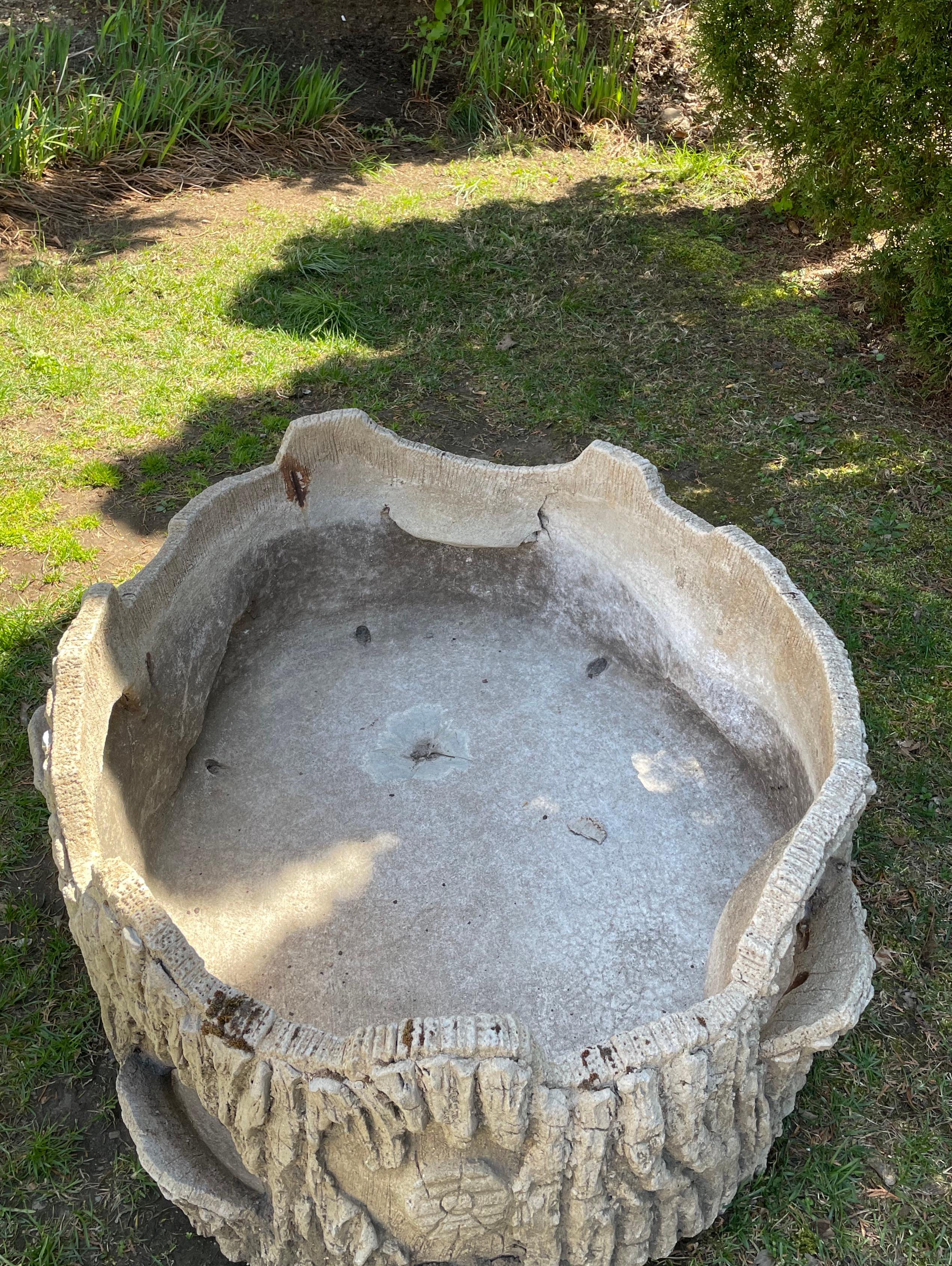 20th Century Enormous Oval French Faux Bois Planter/Fountain