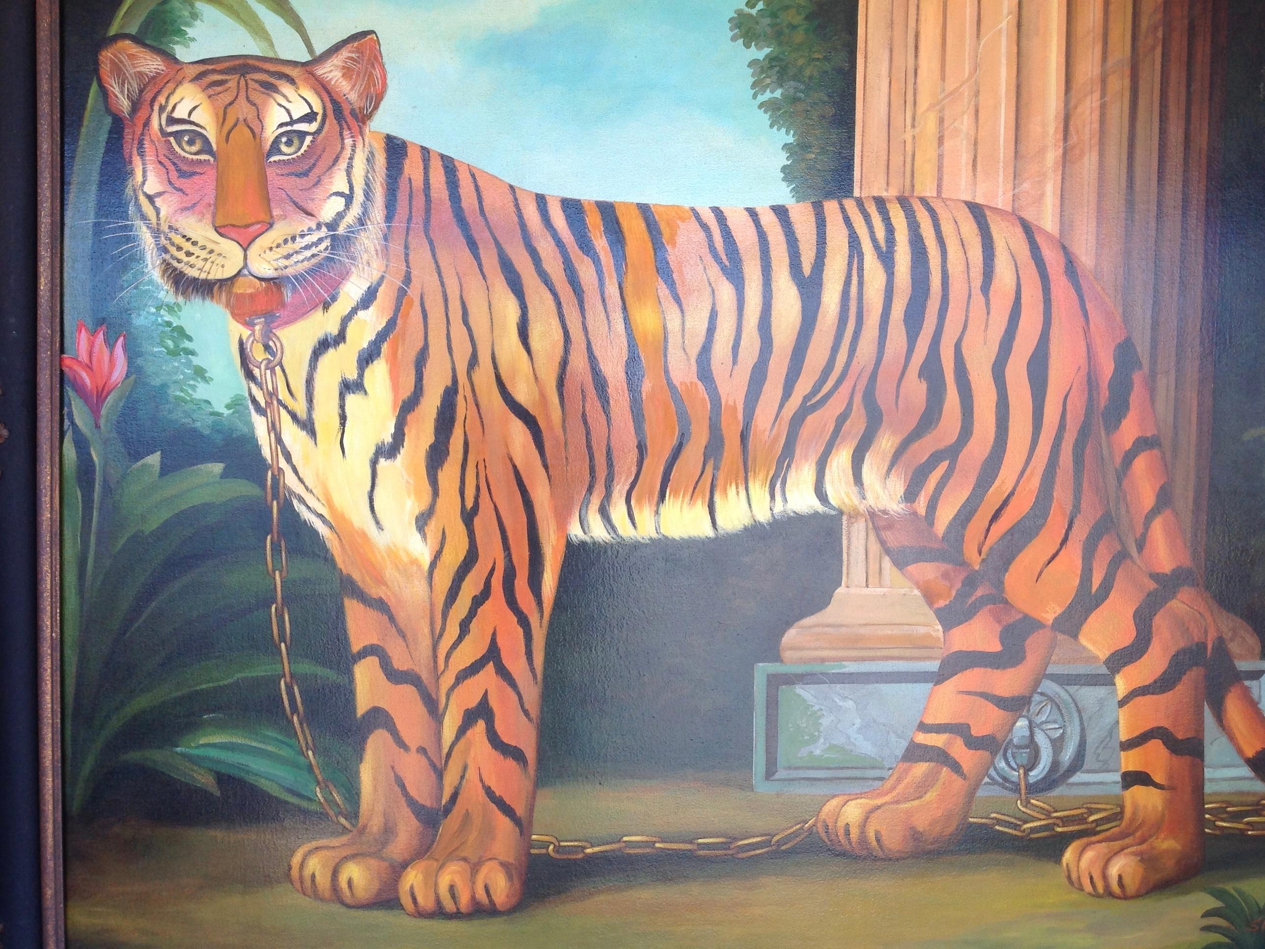 Folk Art Enormous Painting of a Tiger by William Skilling