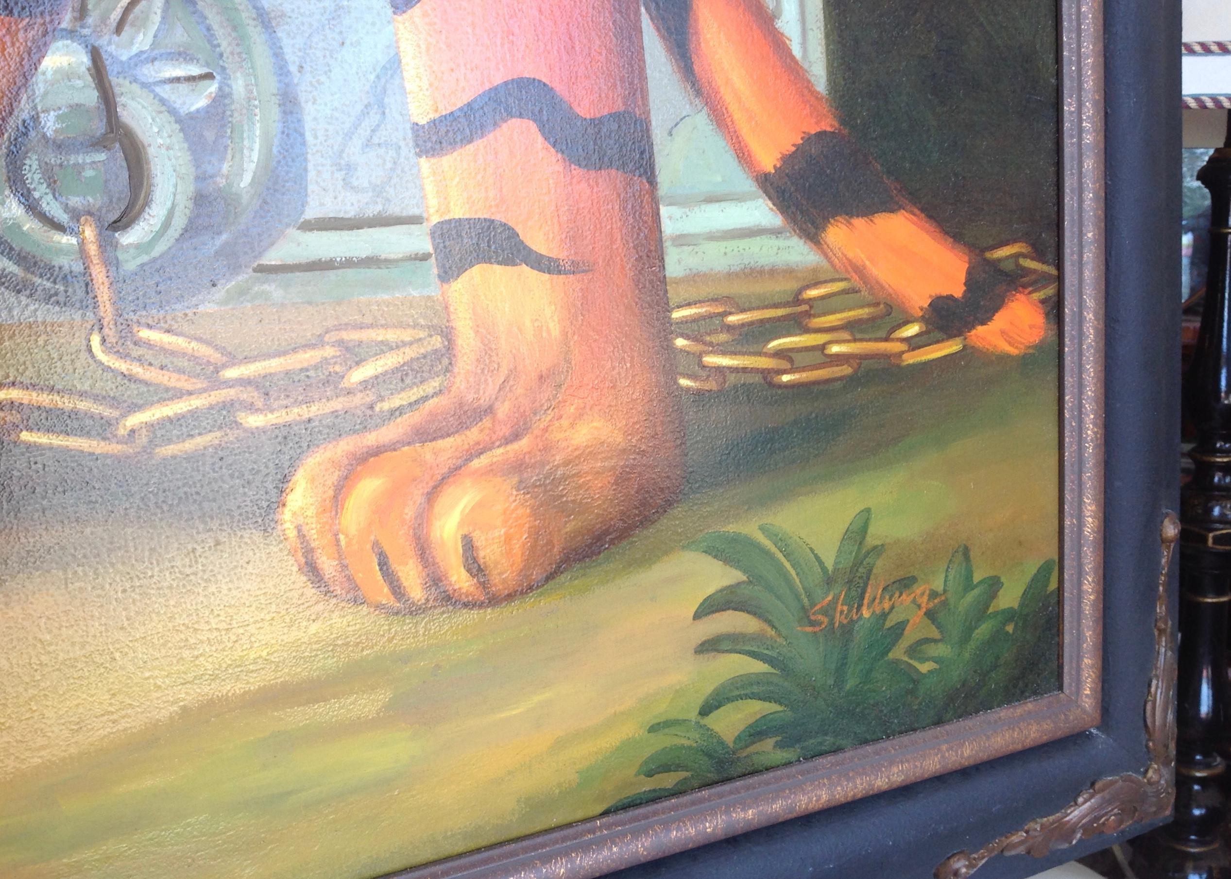Enormous Painting of a Tiger by William Skilling In Good Condition In West Palm Beach, FL