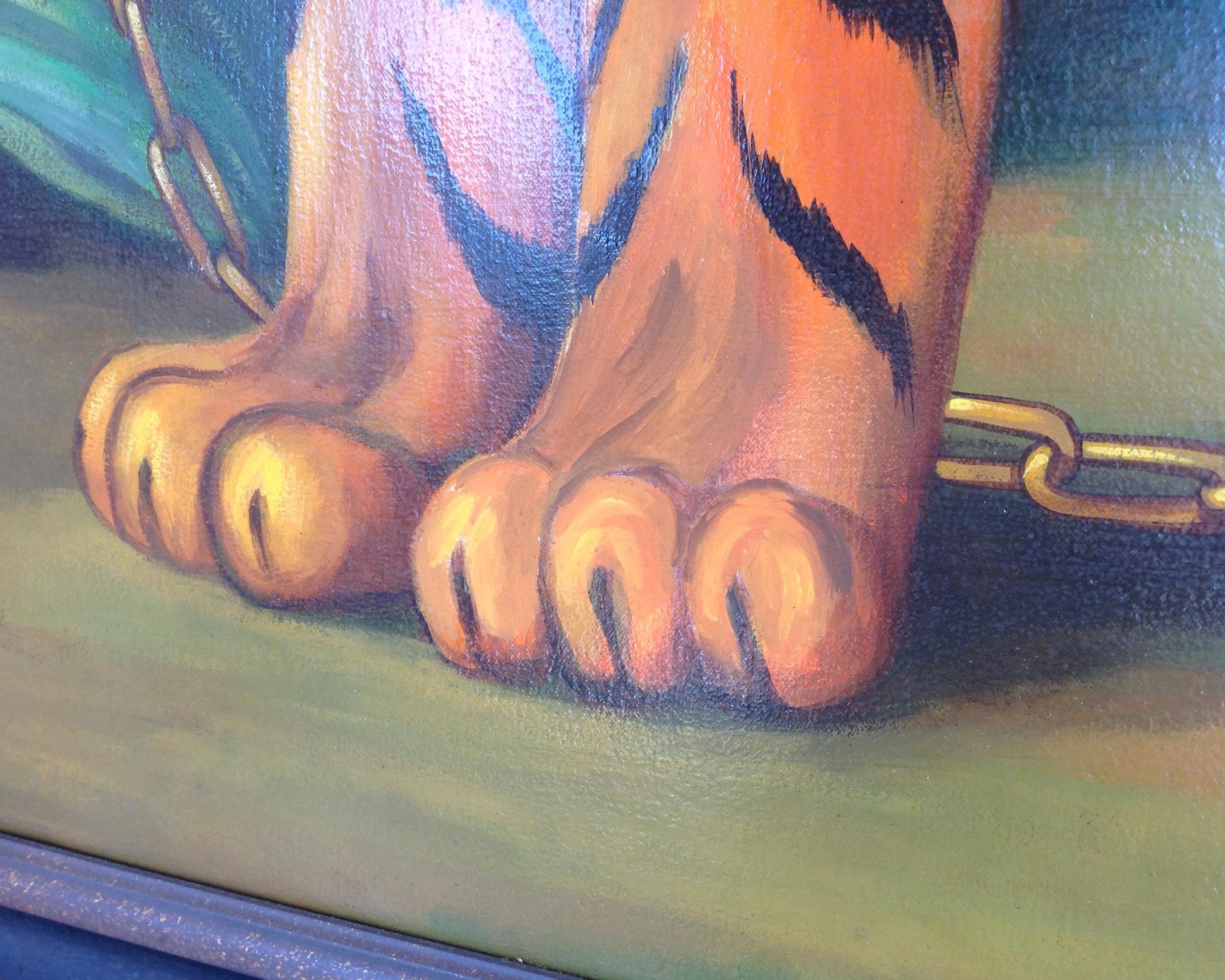 Late 20th Century Enormous Painting of a Tiger by William Skilling