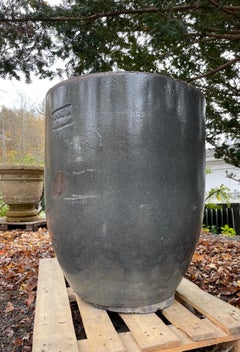 Enormous Pair of German Ceramic Crucible Planters