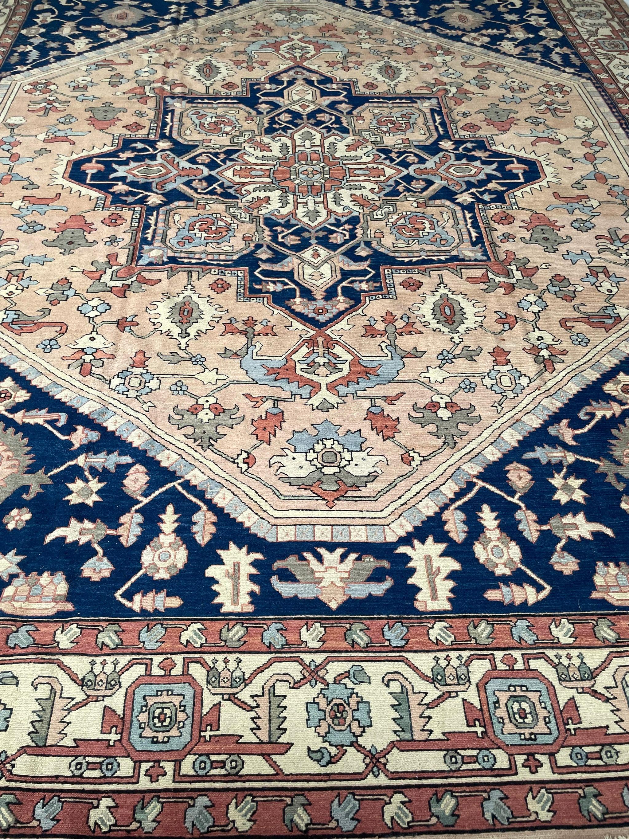 Enormous Palace Size Vintage rug Northwest Tribal Apricot, Nude, Sage, Olive, Denim, Cobalt

About: Nude, Apricot, Denim, Cobalt, Peach, Salmon, Sage, Olive, Taupe, Grey, Green, and more!! This really has a nice softness to it because of the