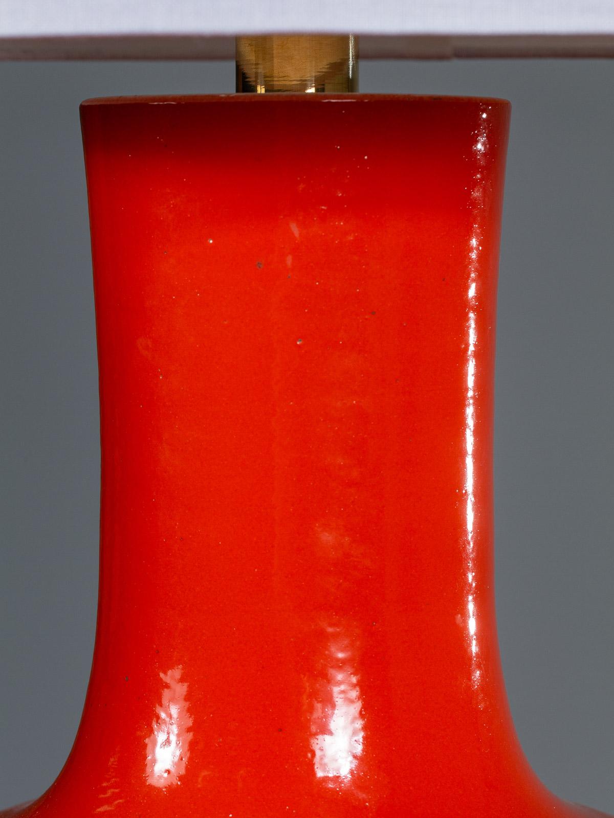 Brass Enormous Persimmon Handmade Temple Jar Vase Custom Lamp Lucite Base