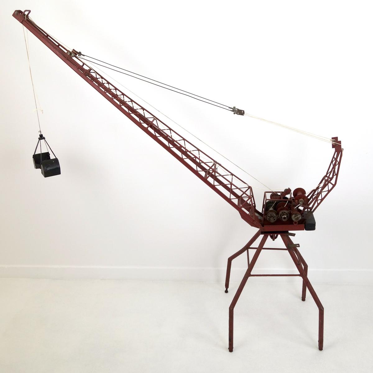 20th Century Enormous Pre-War Toy Steel Hoisting Crane For Sale