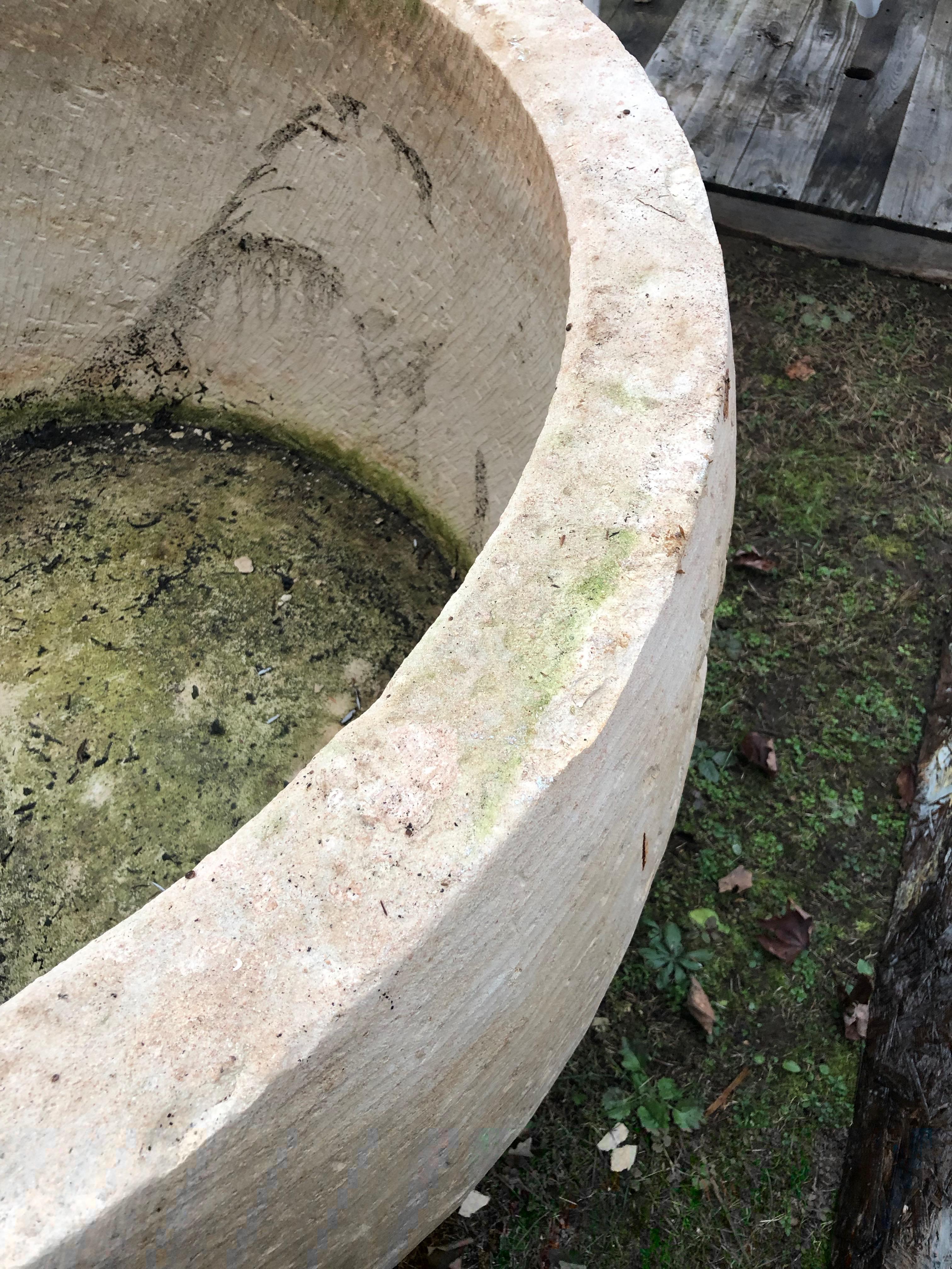 Enormous Round 19th Century French Hand-Carved Stone Trough 6