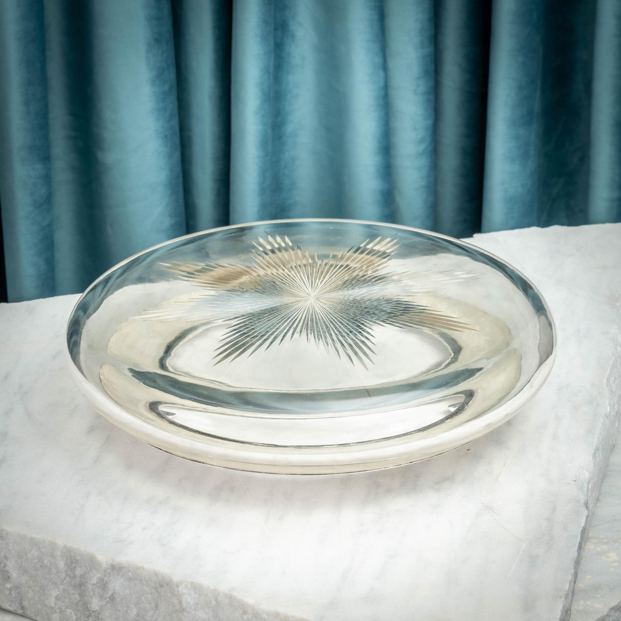 Enormous Silver Mounted Cut Glass Ashtray, Circa 1935 In Good Condition For Sale In London, GB