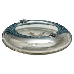 Enormous Silver Mounted Cut Glass Ashtray, Circa 1935