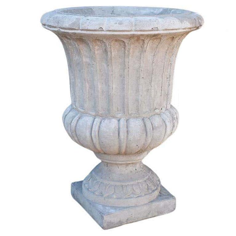 North American Enormous Tall Rustic French Neoclassical Concrete Garden Planters, a Set of 2 For Sale