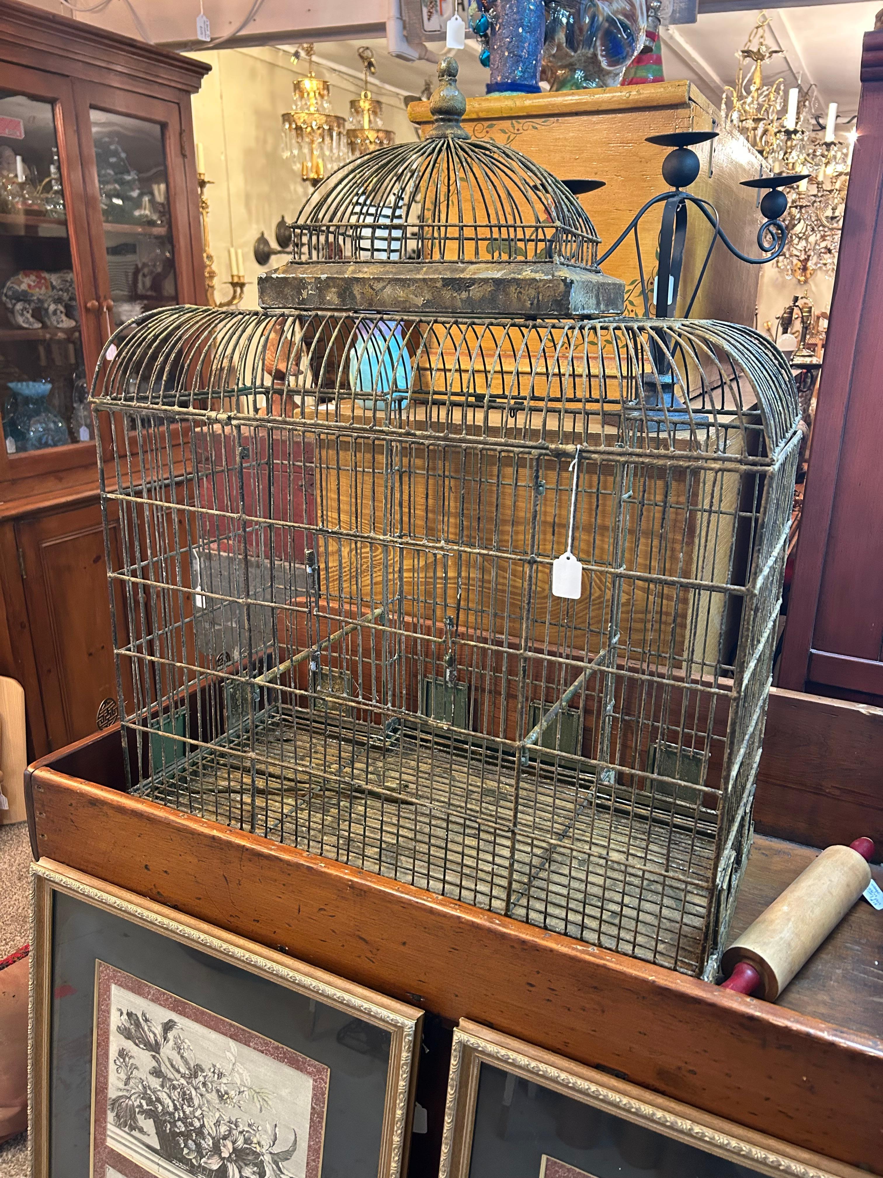 Enormous Vintage Metal Bird Cage For Sale 8