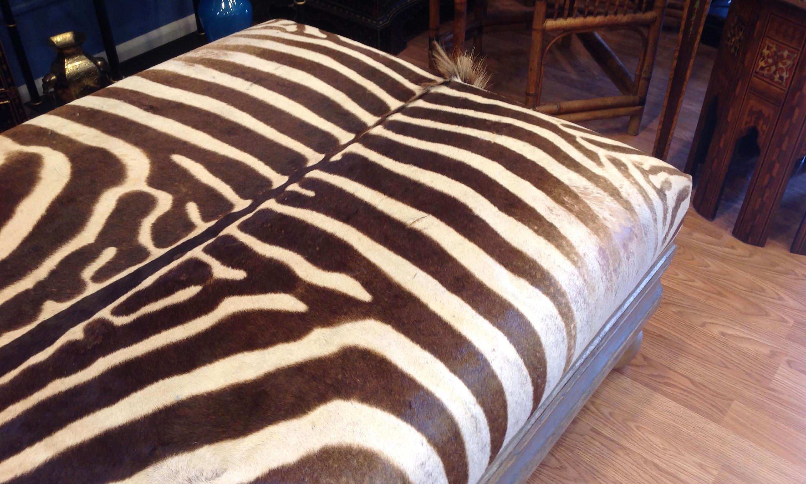 Enormous Zebra Hide Ottoman 3