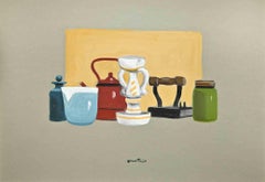 Vintage Still Life - Gouache on paper by Enotrio Pugliese - 1970s