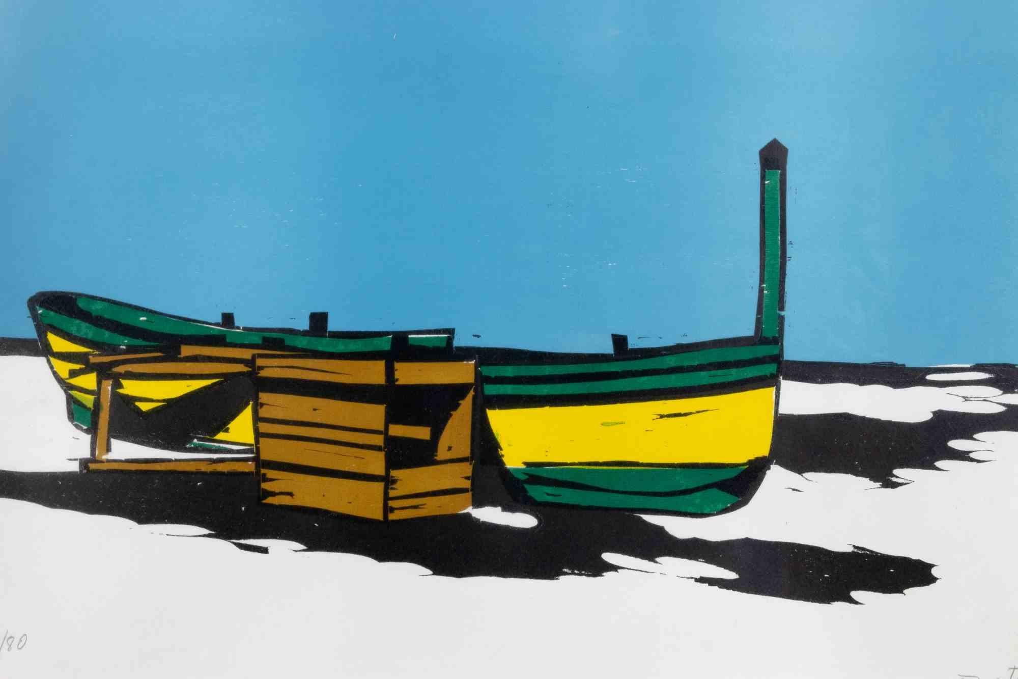 Boats - Screen Print by Enotrio Pugliese - 1968 For Sale 1