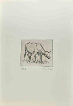 Taureau - Gravure  par Enotrio Pugliese - 1963