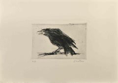 Vintage Crow - Etching by Enotrio Pugliese - 1963
