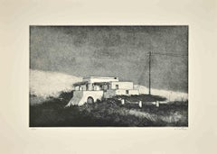 Landschaftslandschaft – Radierung von Enotrio Pugliese – 1960er Jahre