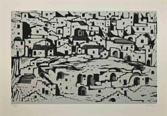 Landscape- Etching by Enotrio Pugliese - 1960s