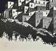 Paesaggio sotto la luna - Serigrafia di Enotrio Pugliese - Anni '60