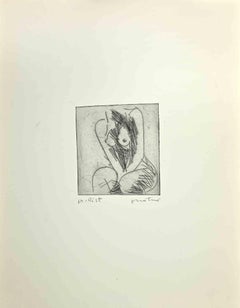 Gravure d'un nu par Enotrio Pugliese - 1970