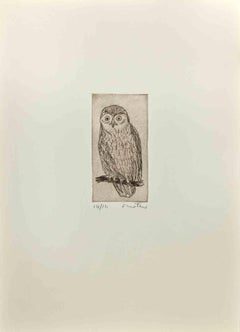 Owl  - Etching by Enotrio Pugliese - 1963