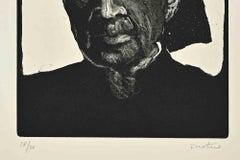 Portrait of Old Woman - Etching by Enotrio Pugliese - 1970s