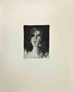 Portrait de femme - gravure d'Enotrio Pugliese - 1970
