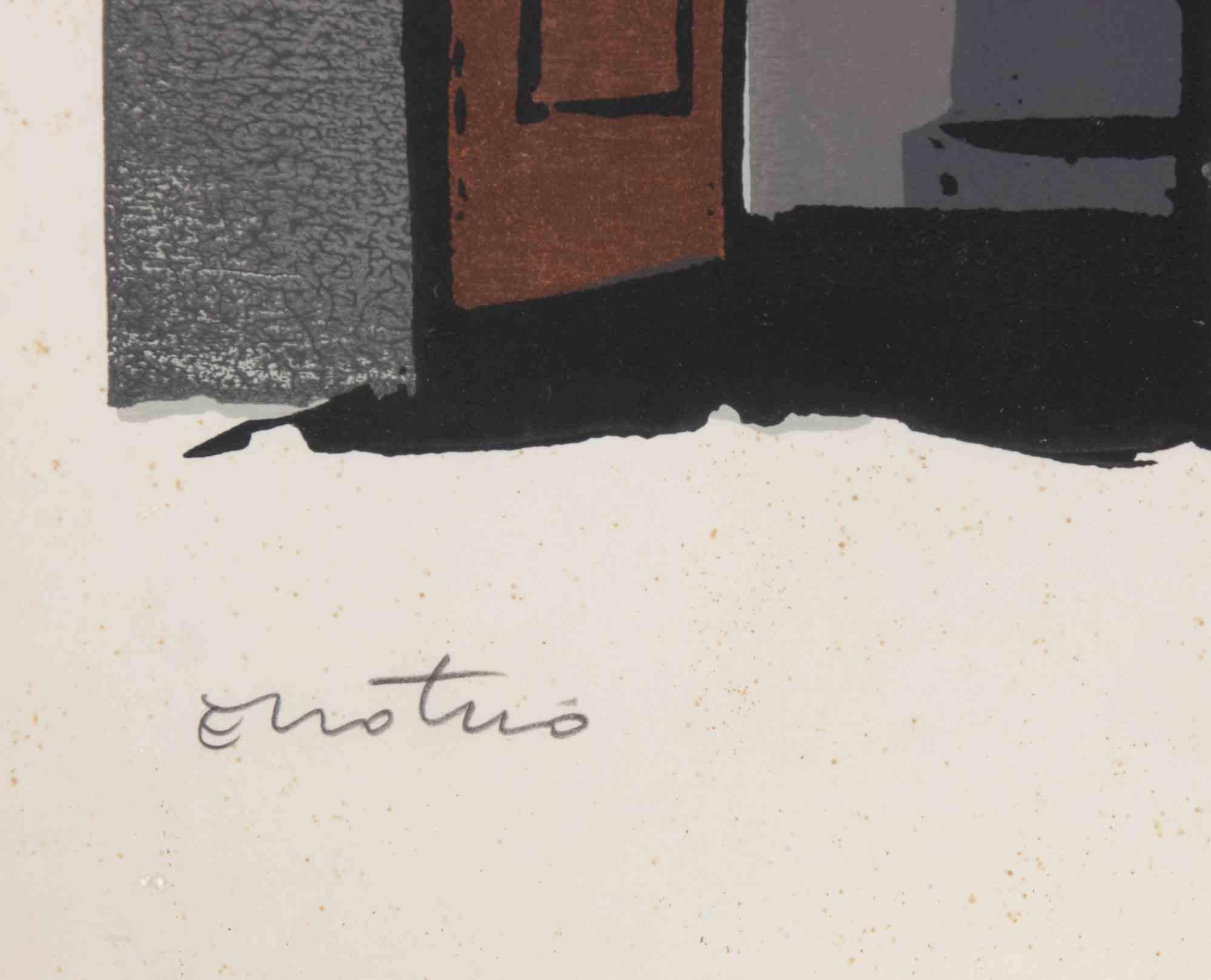 Ohne Titel – Radierung von Enotrio Pugliese – Mitte des 20. Jahrhunderts im Angebot 1