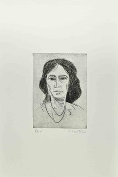 Woman - Etching by Enotrio Pugliese - 1963