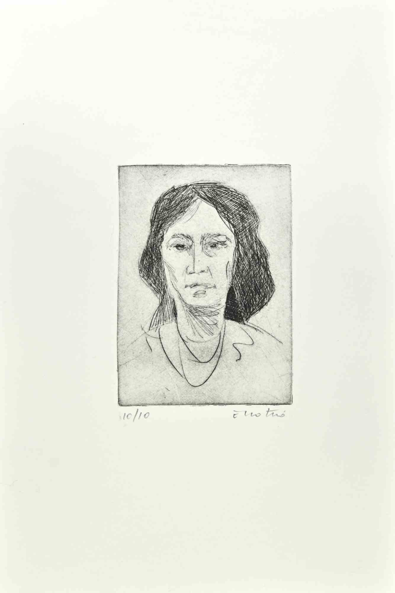 Woman is an Etching realized by Enotrio Pugliese in 1963.

Limited edition of 10 copies numbered and signed by the artist.

Good condition on a white cardboard.

Enotrio Pugliese (May 11, 1920 - August 1989) was an Italian painter. Born in Buenos