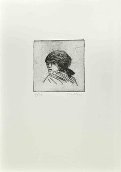 Woman of Calabria  - Etching by Enotrio Pugliese - 1963