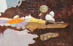 Crepúsculo abstracto - Óleo sobre panel - Firmado y enmarcado