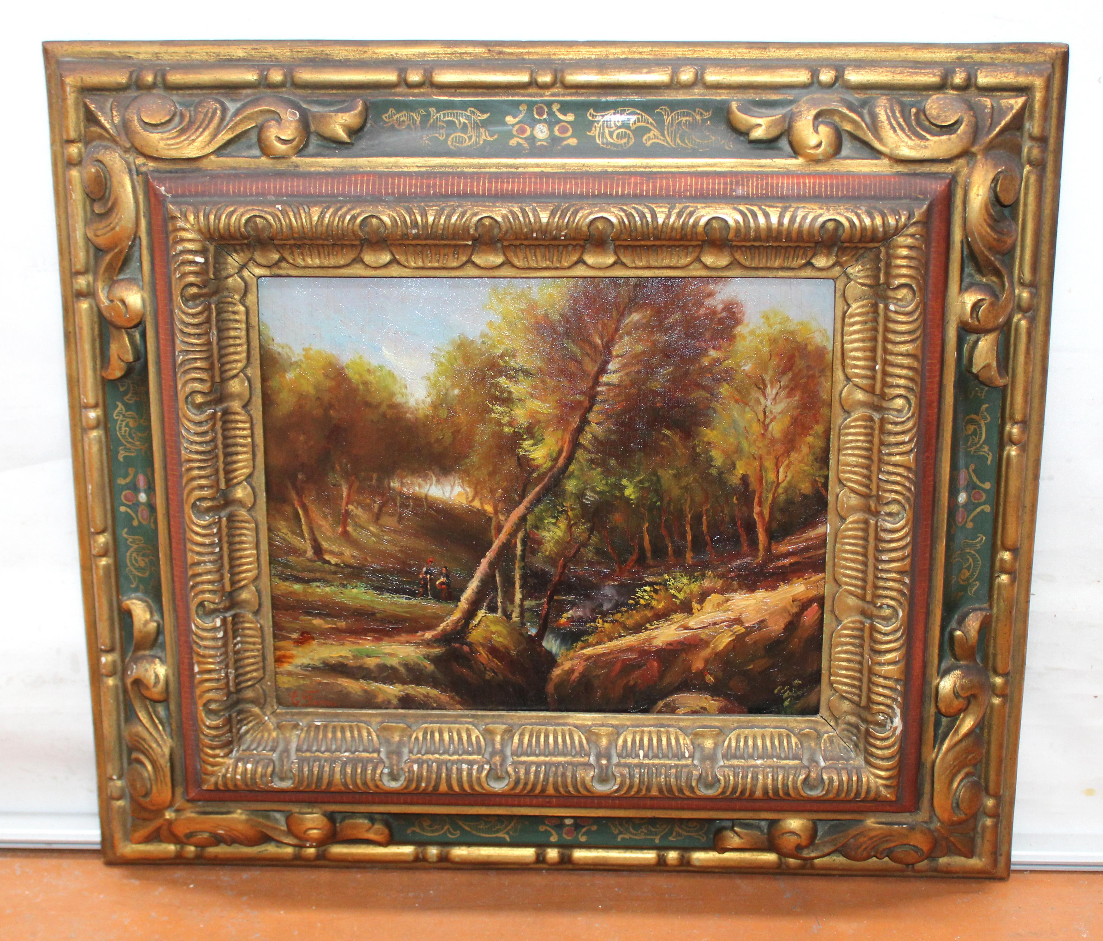 Óleo sobre tabla - Sendero bajo la luz otoñal - Painting de Enric Ferau Alsina