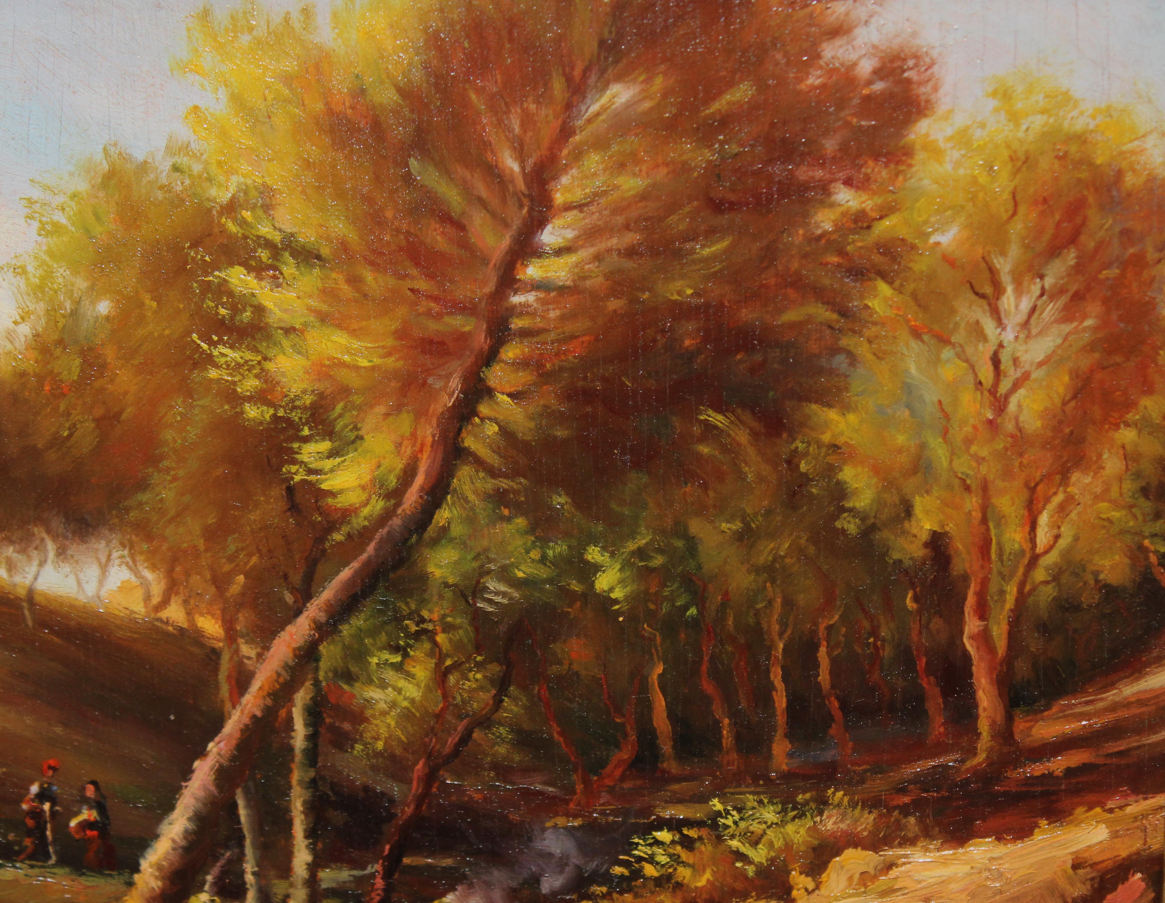 Óleo sobre tabla - Sendero bajo la luz otoñal - Réalisme Painting par Enric Ferau Alsina