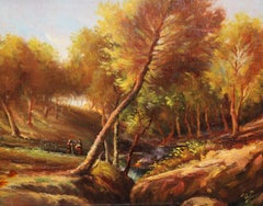 Óleo sobre tabla - Sendero bajo la luz otoñal